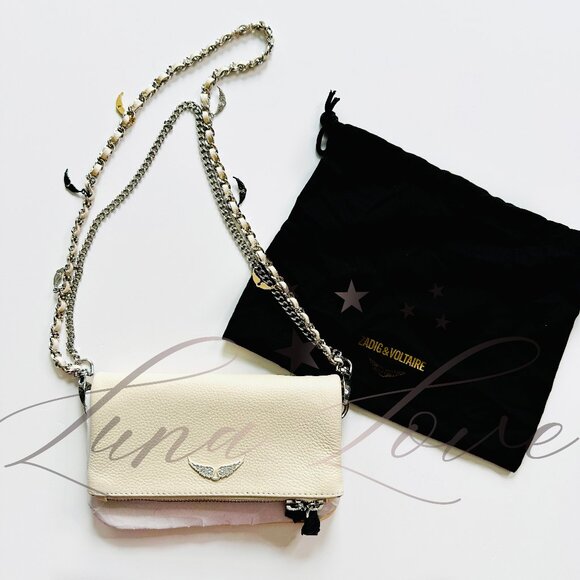 ZADIG & VOLTAIRE Rock Nano Shoulder Bag / Clutch In Natural NWOT - Picture 1 of 7